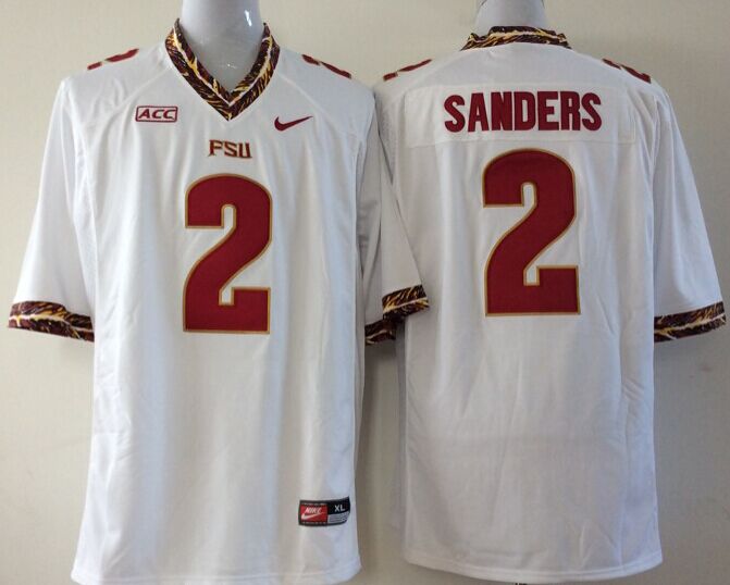 Men's Florida State Seminoles Deion Sanders #2 White Player Game Jersey sports jersey product view 1