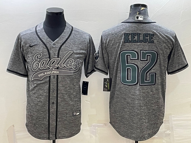Men's Philadelphia Eagles Jason Kelce #62 Gray Player Jersey1 Joint Edition football jersey product view 1