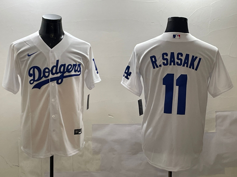 Men's Los Angeles Dodgers Roki Sasaki #11 White Home Replica Player Jersey1 baseball jersey product view 1