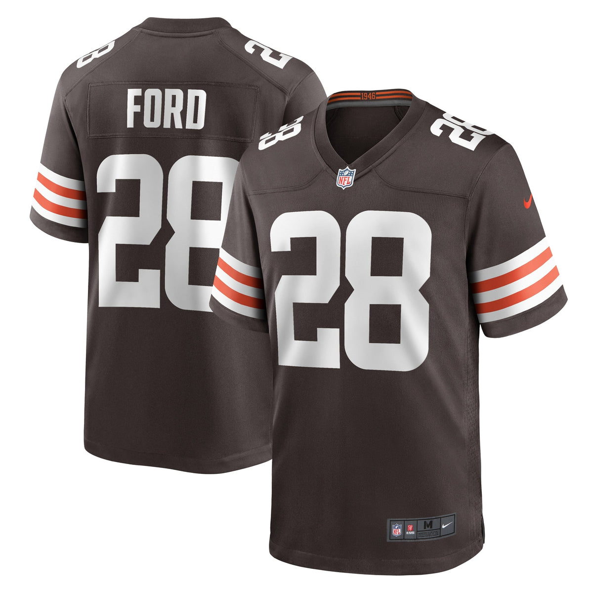 Mike Ford Cleveland Browns Nike Team Game Jersey - Brown football jersey product view 1