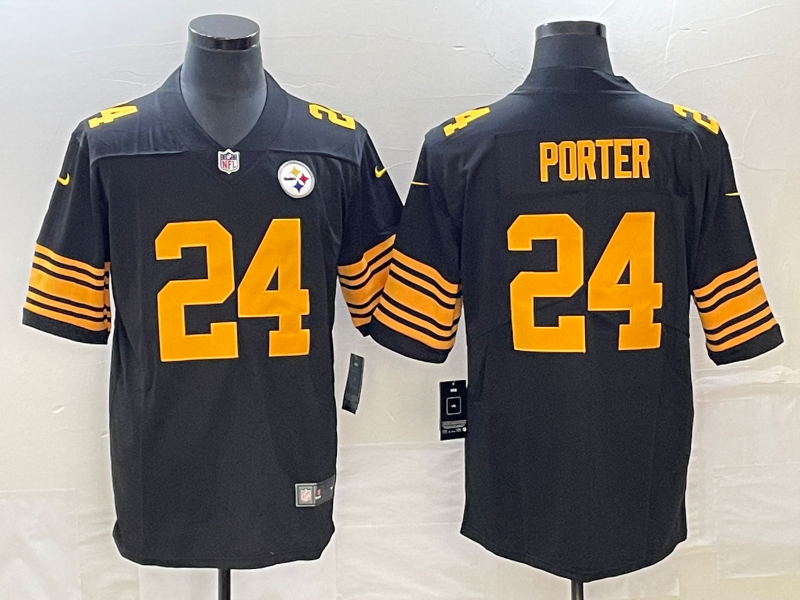Men's Pittsburgh Steelers Joey Porter Jr. #24 Black Game Player Jersey1 football jersey product view 1