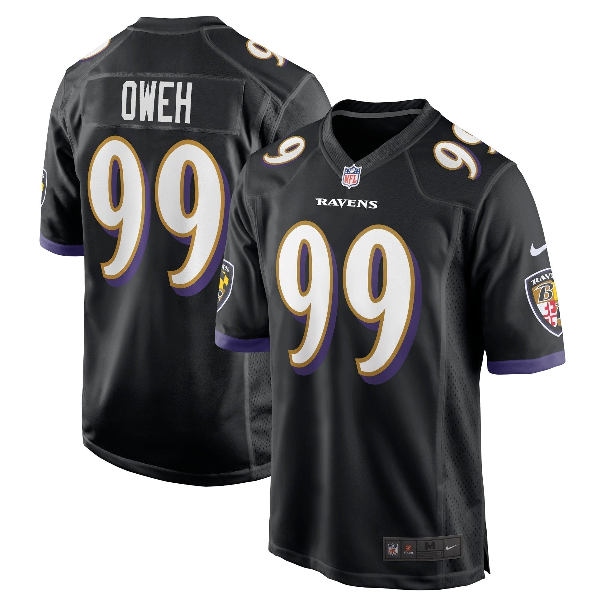Odafe Oweh Baltimore Ravens Nike Game Jersey - Black football jersey product view 1
