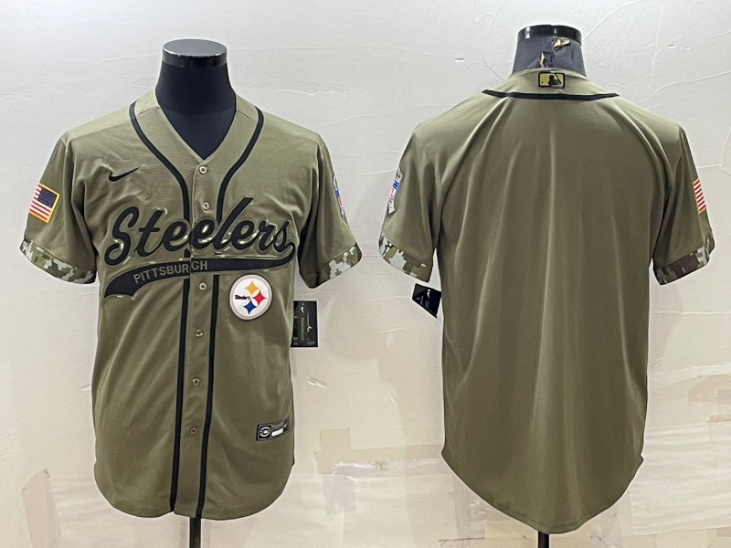 Men's Pittsburgh Steelers Olive 2022 Salute To Service Limited Blank Jersey1 football jersey product view 1