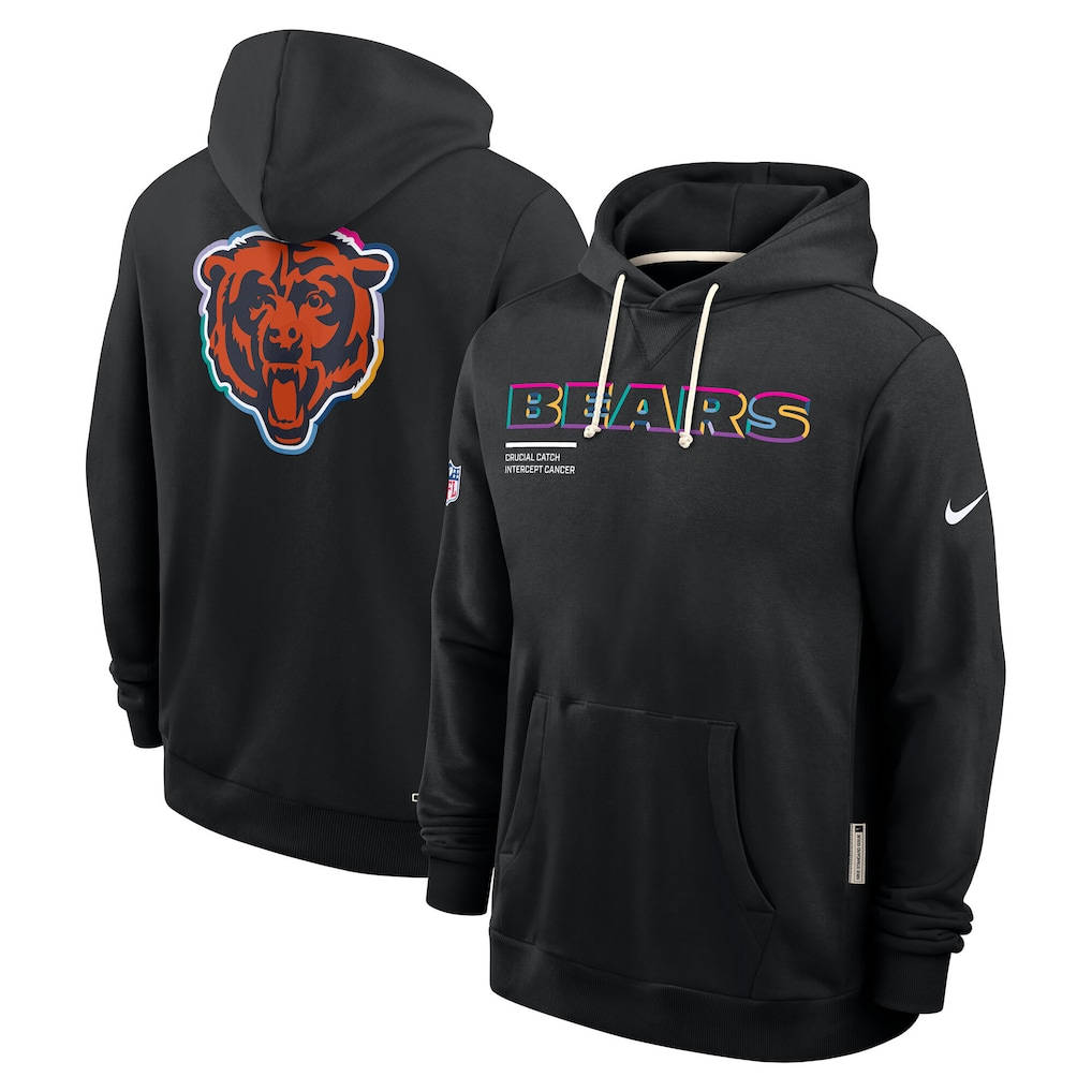 Men's Chicago Bears Nike Black Tall 2025 NFL Crucial Catch Sideline Standard Issue Dri-FIT Hoodie football jersey product view 1