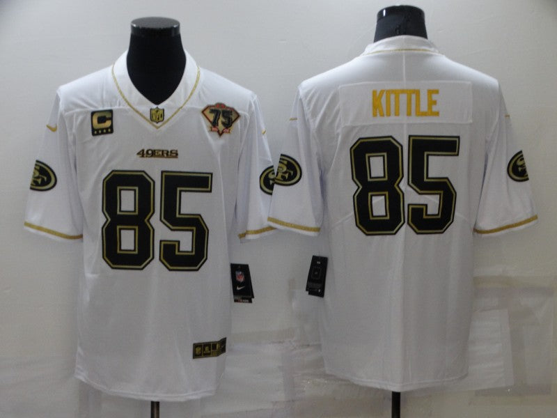 Men's San Francisco 49ers George Kittle #85 White 75th Anniversary Game Jersey1 football jersey product view 1