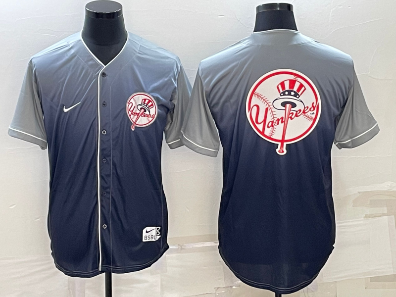 Men's New York Yankees Grey Gradient Replica Team Jersey1 baseball jersey product view 1