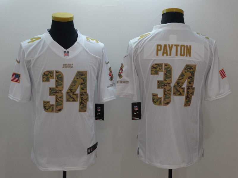 Men's Chicago Bears Walter Payton #34 White Game Jersey1 football jersey product view 1