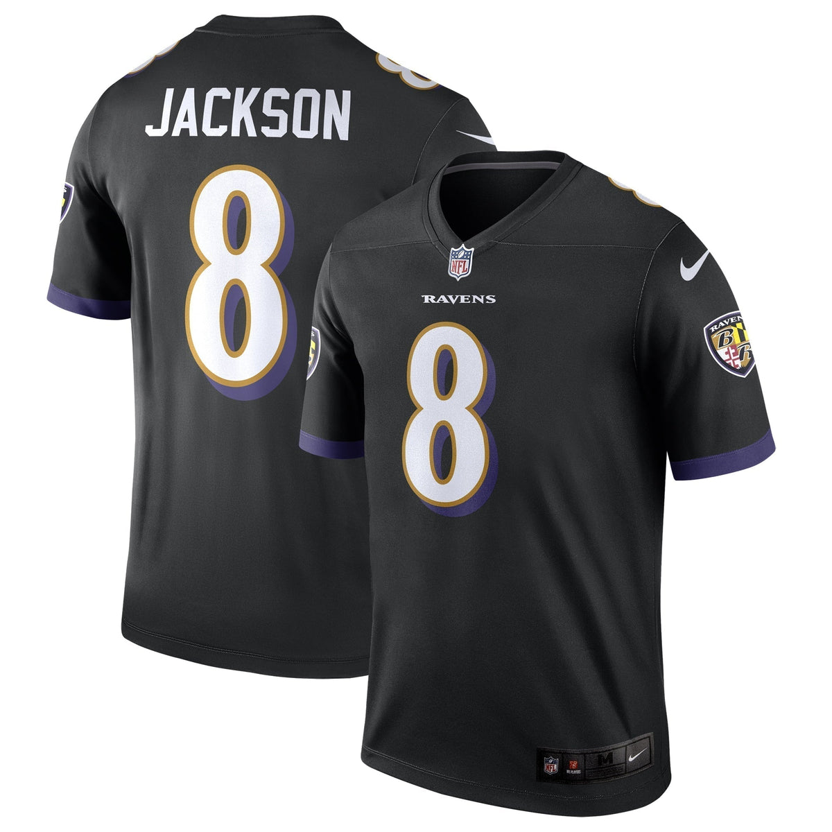 Lamar Jackson Baltimore Ravens Nike Legend Jersey - Black football jersey product view 1