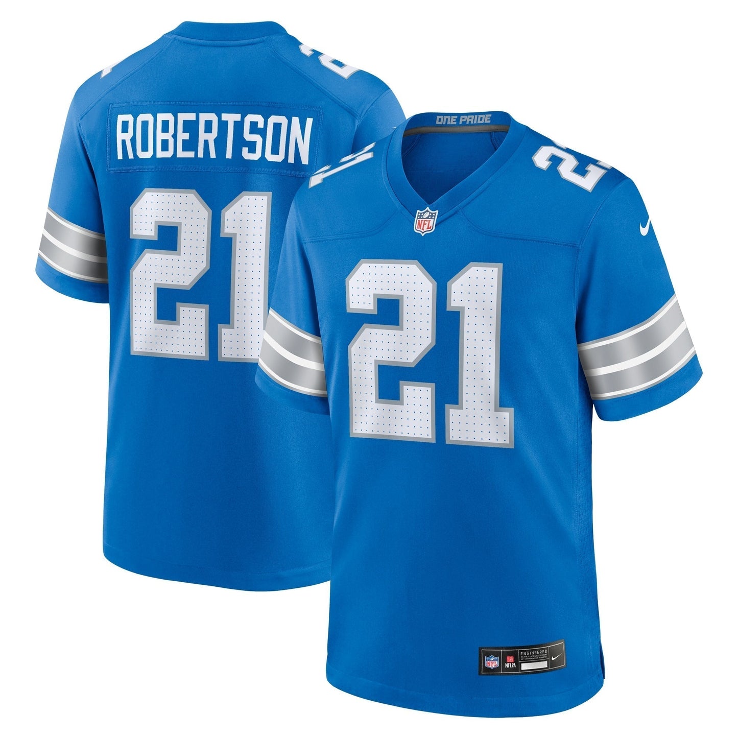 Amik Robertson Detroit Lions Nike Game Jersey - Blue football jersey product view 1