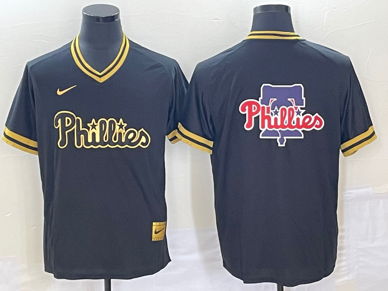 Men's Philadelphia Phillies Black Replica Team Jersey1 baseball jersey product view 1