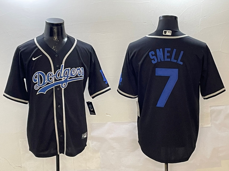 Men's Los Angeles Dodgers Blake Snell #7 Black Replica Game Jersey baseball jersey product view 1