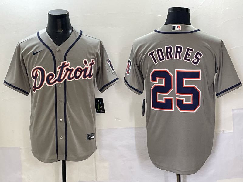Men's Detroit Tigers Gleyber Torres #25 Gray Limited Player Jersey baseball jersey product view 1