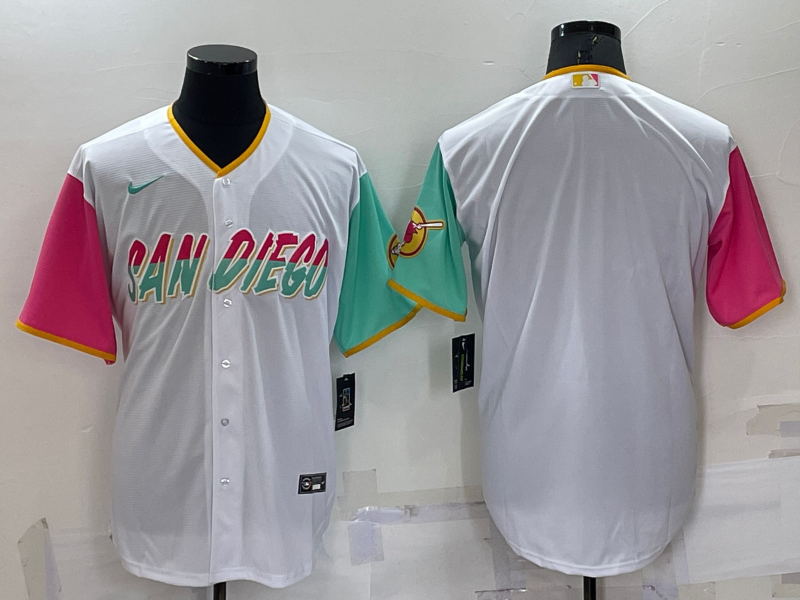 Men's San Diego Padres White City Connect Replica Blank Jersey baseball jersey product view 1