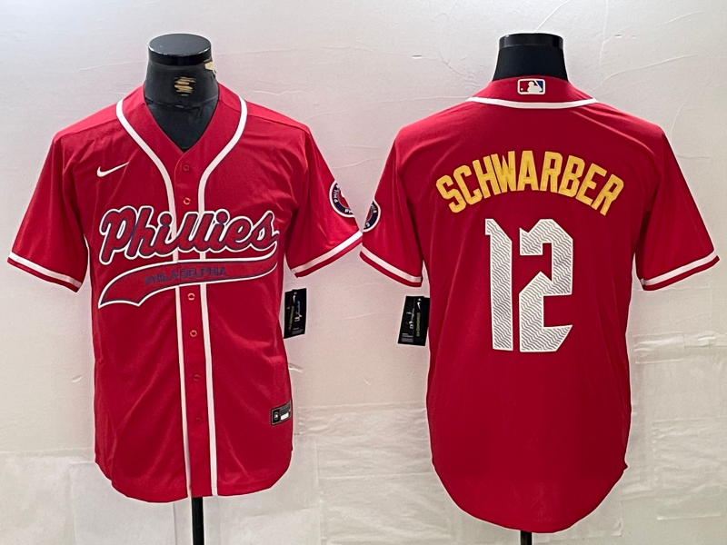Men's Philadelphia Phillies Kyle Schwarber #12 Red Player Jersey1 Joint Edition baseball jersey product view 1
