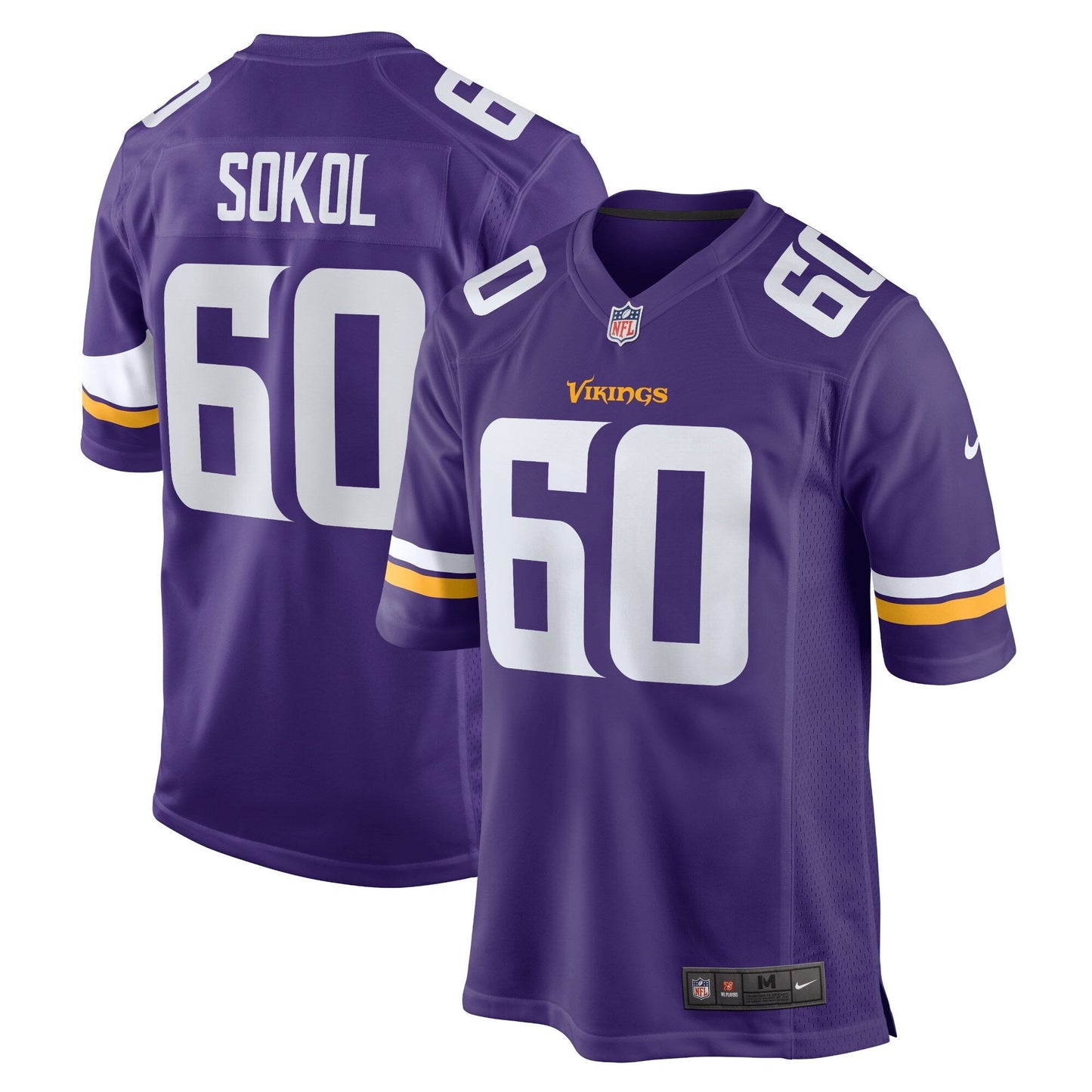 Josh Sokol Minnesota Vikings Nike Home Game Jersey - Purple football jersey product view 1