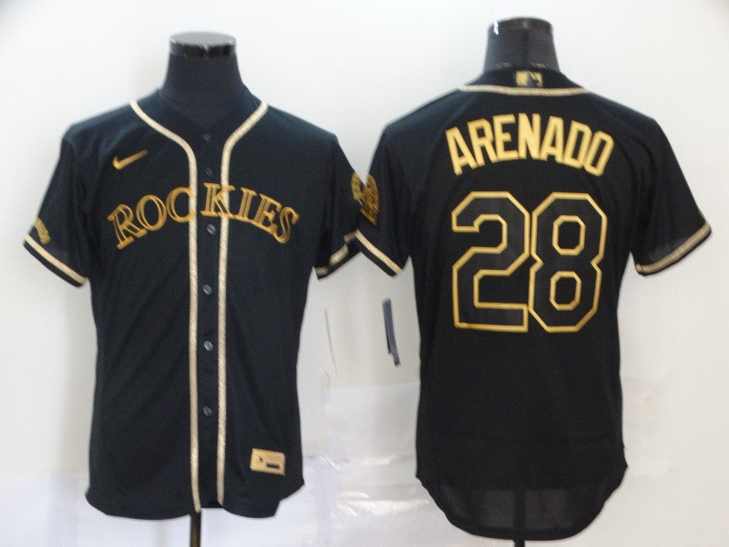 Men's Colorado Rockies Nolan Arenado #28 Black Replica Team Jersey1 baseball jersey product view 1