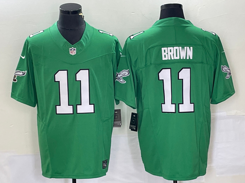 Men's Philadelphia Eagles A.J. Brown #11 Kelly Green Game Jersey1 football jersey product view 1