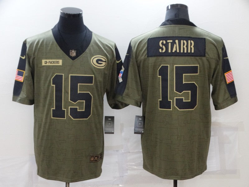 Men's Green Bay Packers Bart Starr #15 Brown Game Jersey1 football jersey product view 1