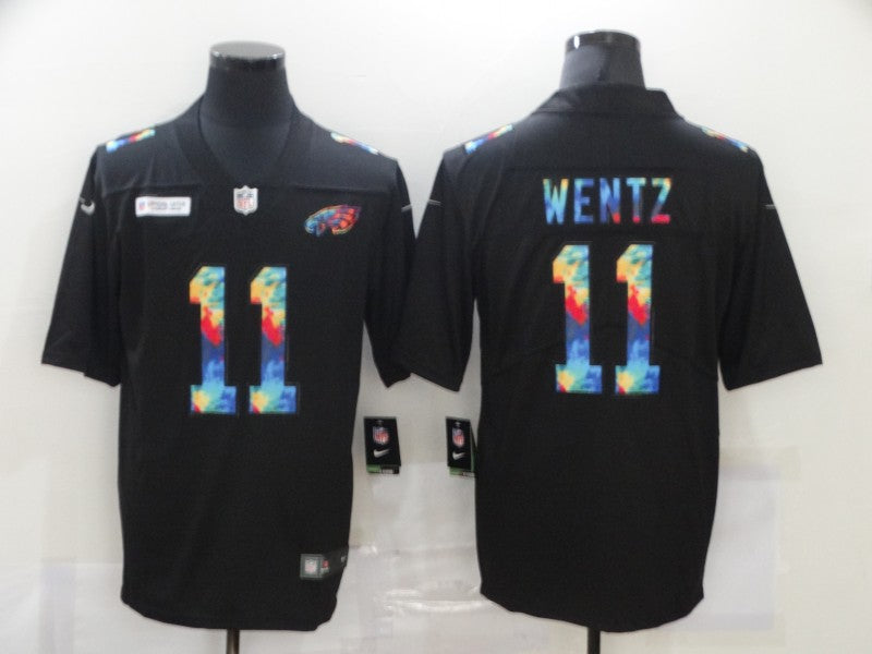 Men's Philadelphia Eagles Carson Wentz #11 Black Team Game Jersey1 football jersey product view 1