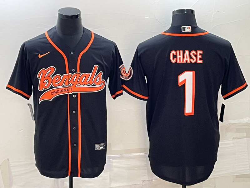Men's Cincinnati Bengals Ja'Marr Chase #1 Black Fashion Game Jersey1 football jersey product view 1