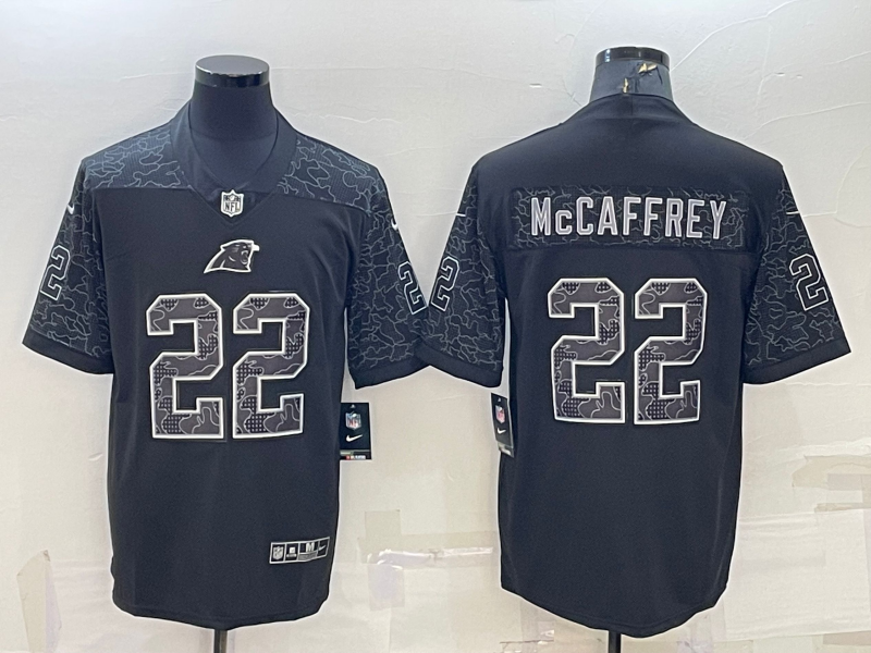 Men's Carolina Panthers Christian McCaffrey #22 Black RFLCTV Limited Jersey1 football jersey product view 1