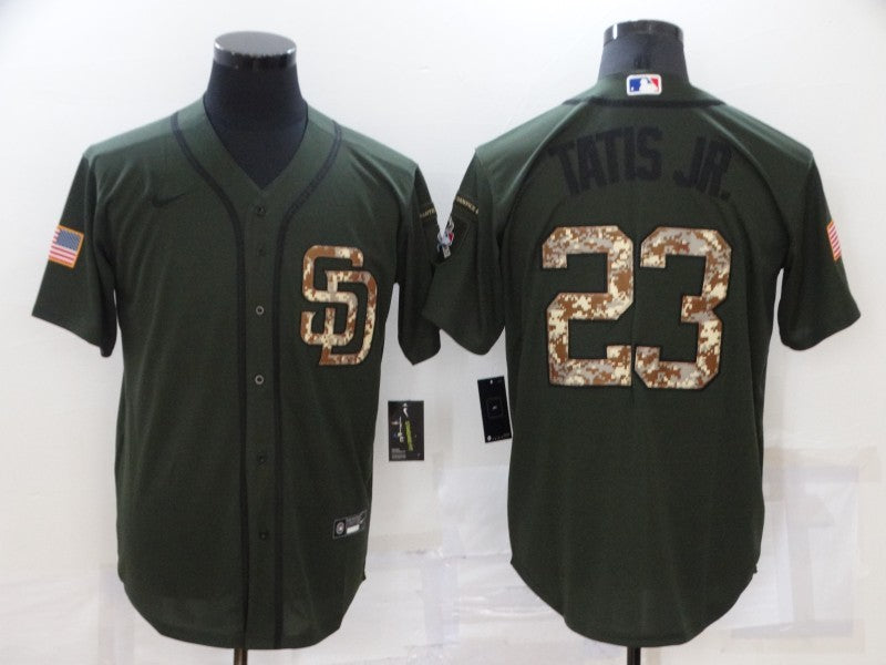 Men's San Diego Padres Fernando Tatis Jr. #23 Army Green Stitched Jersey1 baseball jersey product view 1