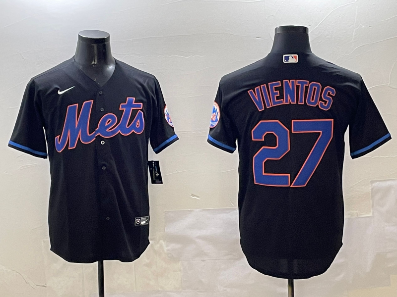 Men's New York Mets Mark Vientos #27 Black Replica Player Jersey1 baseball jersey product view 1