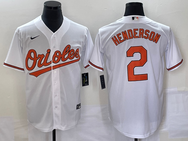 Men's Baltimore Orioles Gunnar Henderson #2 White Home Replica Player Jersey1 baseball jersey product view 1