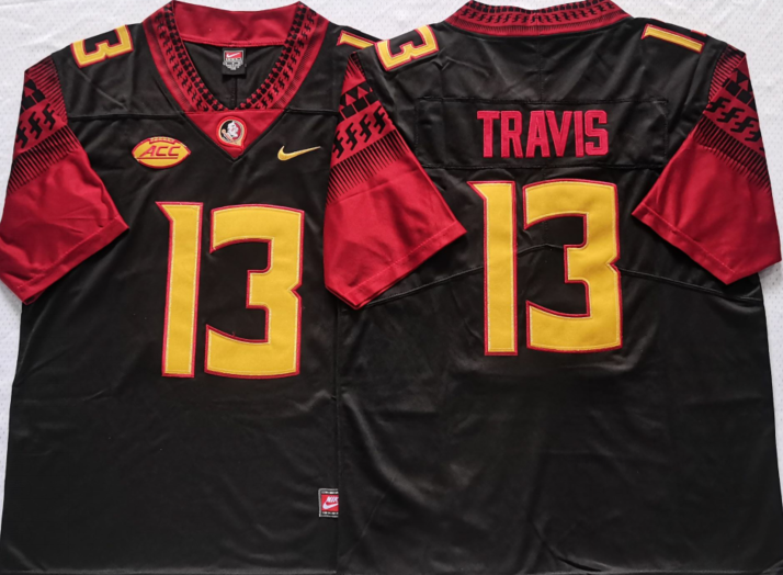 Men's Florida State Seminoles Jordan Travis #13 Black Player Game Jersey basketball jersey product view 1