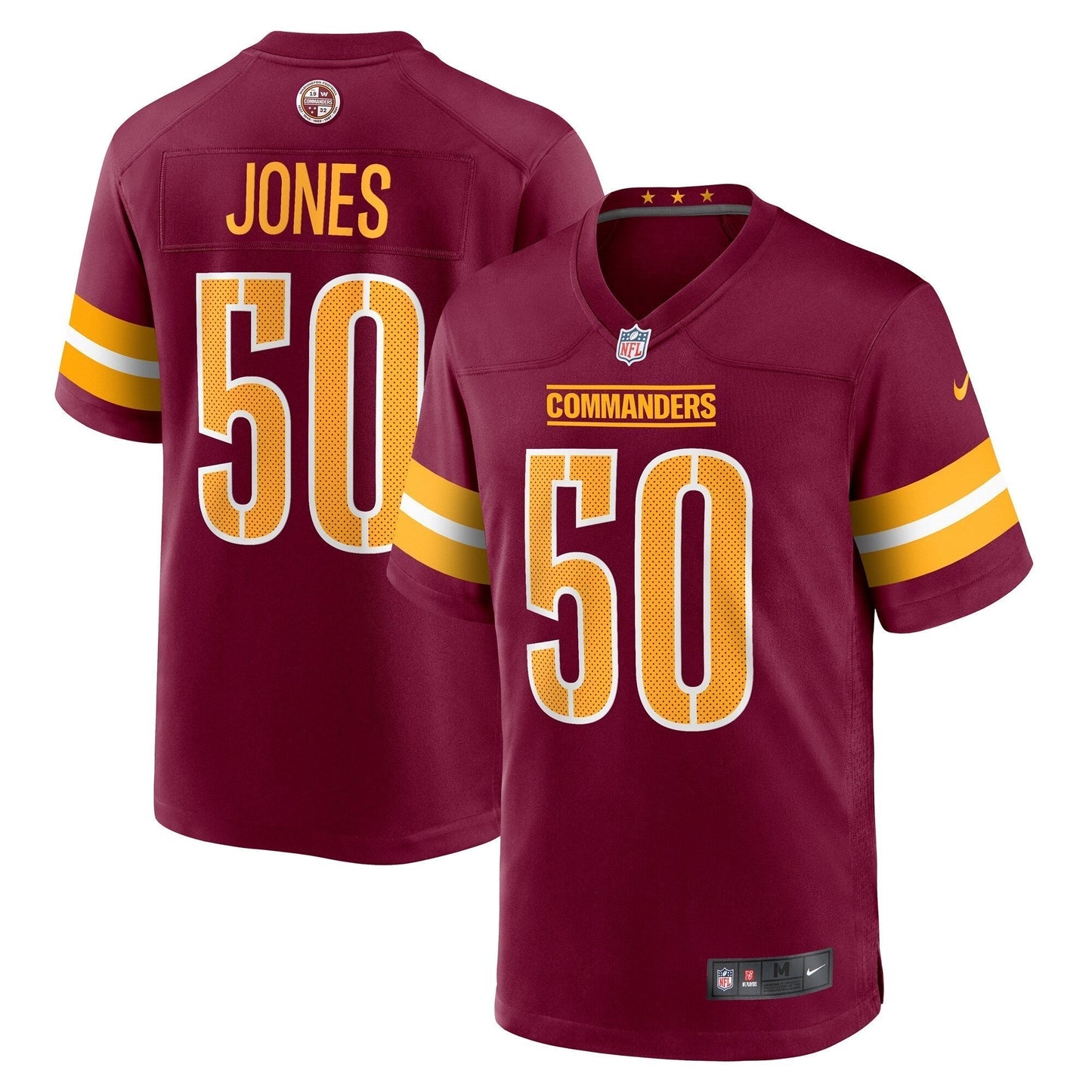 Andre Jones Jr. Washington Commanders Nike Team Game Jersey - Burgundy football jersey product view 1