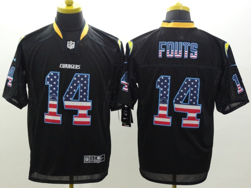 Men's Los Angeles Chargers Dan Fouts #14 Black Game Jersey1 football jersey product view 1