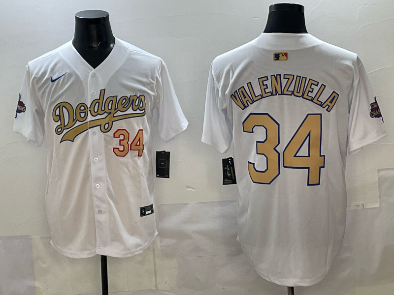 Men's Los Angeles Dodgers Fernando Valenzuela #34 White Alternate Game Jersey baseball jersey product view 1