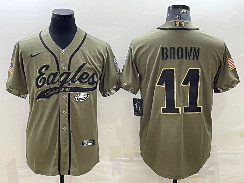 Men's Philadelphia Eagles A.J. Brown #11 Olive 2022 Salute To Service Limited Jersey1 Joint Edition football jersey product view 1