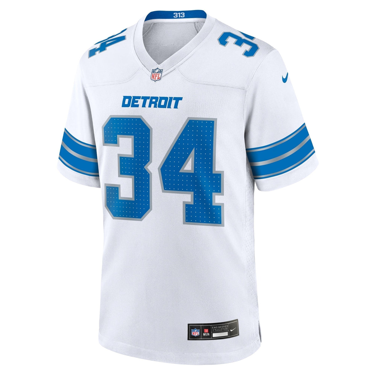 Alex Anzalone Detroit Lions Nike White Game Jersey - White football jersey product view 2