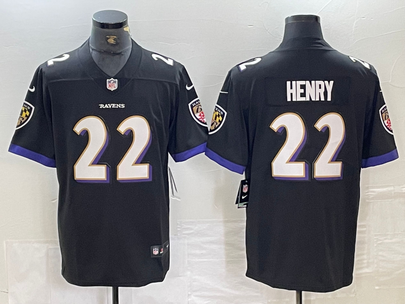 Men's Baltimore Ravens Derrick Henry #22 Black Game Player Jersey1 football jersey product view 1