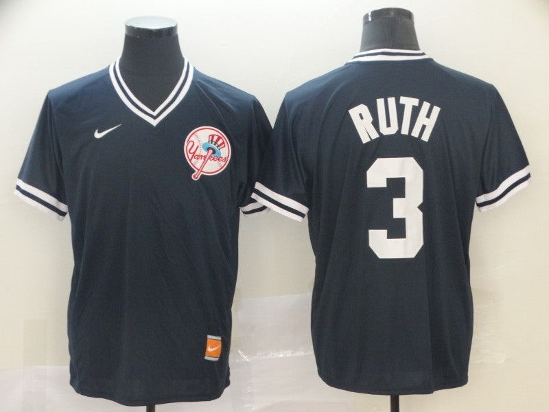 Men's New York Yankees Babe Ruth #3 Navy Replica Player Jersey1 baseball jersey product view 1