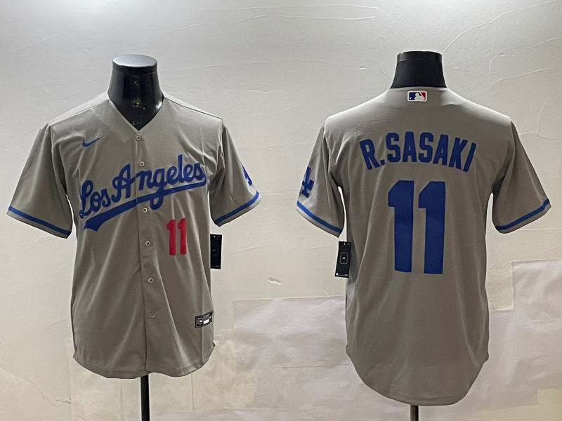 Men's Los Angeles Dodgers Roki Sasaki #11 Gray Alternate Replica Player Jersey1 baseball jersey product view 1