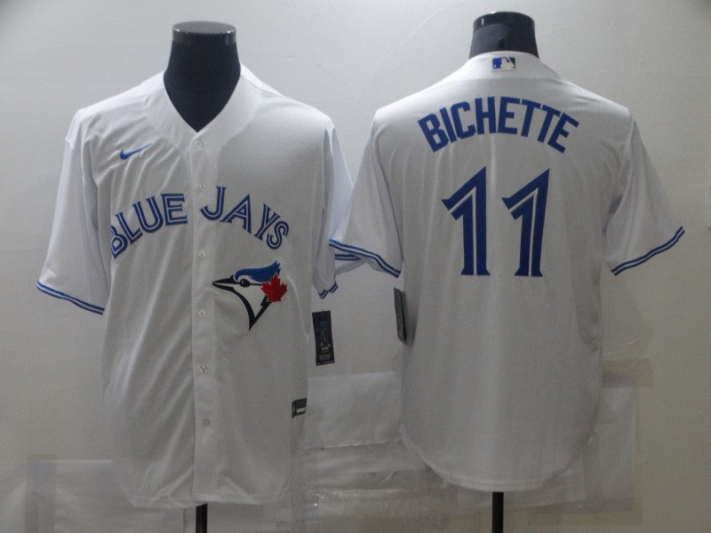 Men's Toronto Blue Jays Bo Bichette #11 White Replica Baseball Jersey baseball jersey product view 1