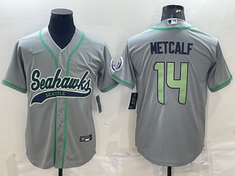 Men's Seattle Seahawks DK Metcalf #14 Gray Game Jersey Joint Edition football jersey product view 1