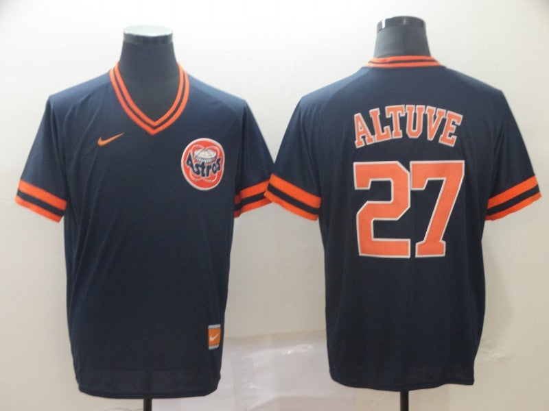 Men's Houston Astros Jose Altuve #27 Navy Authentic Game Jersey baseball jersey product view 1