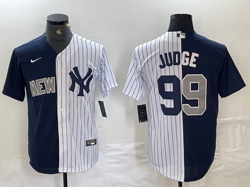Men's New York Yankees Aaron Judge #99 Navy/White Replica Player Jersey1 baseball jersey product view 1
