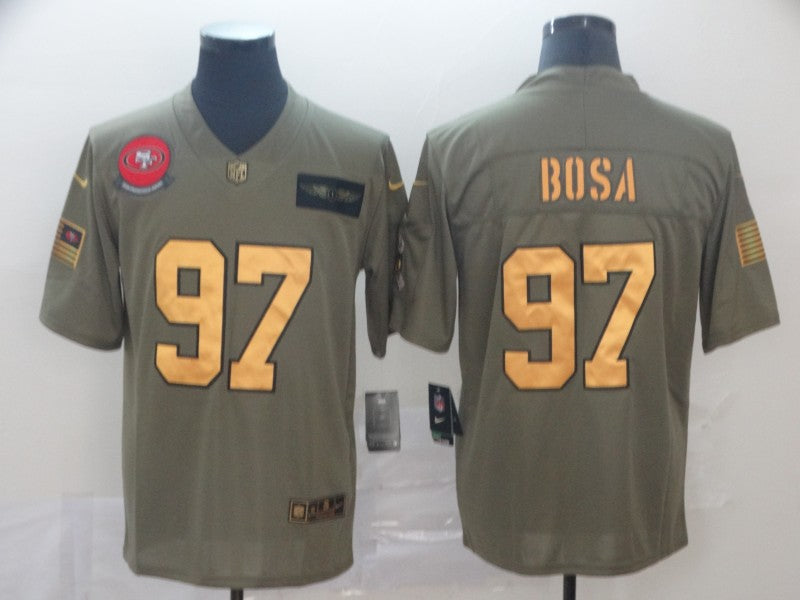 Men's San Francisco 49ers Nick Bosa #97 Brown Game Jersey1 football jersey product view 1