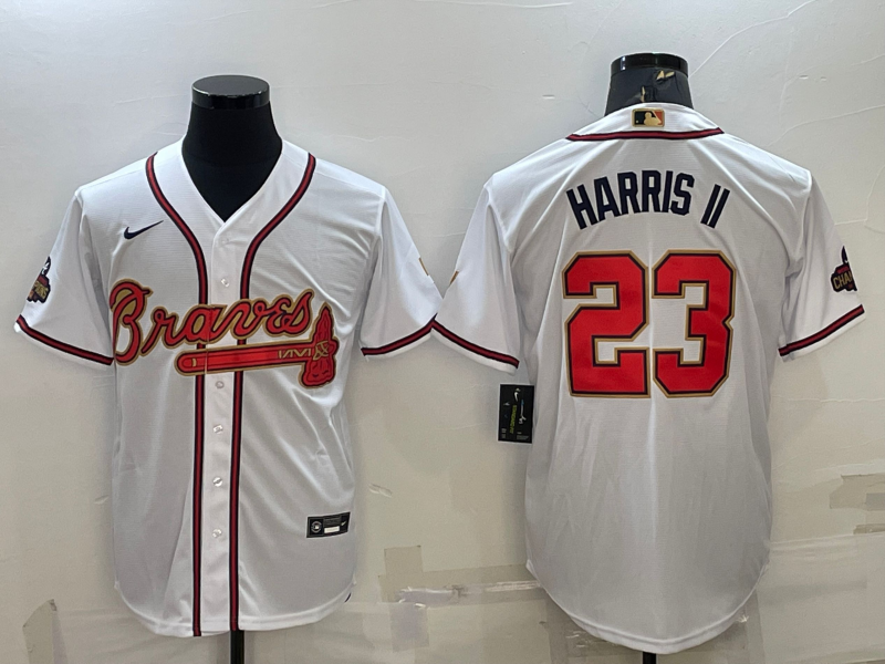 Men's Atlanta Braves Michael Harris II #23 White Replica Player Jersey1 baseball jersey product view 1