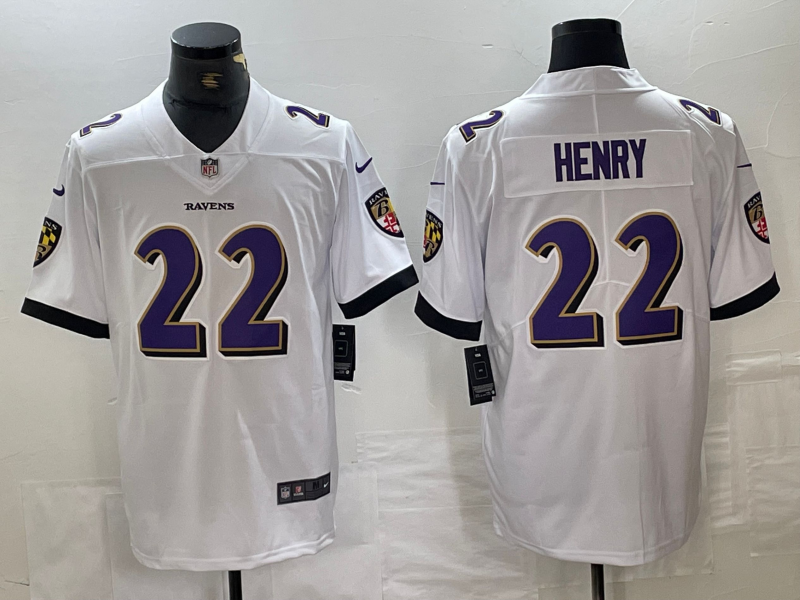 Men's Baltimore Ravens Derrick Henry #22 White Game Player Jersey1 football jersey product view 1