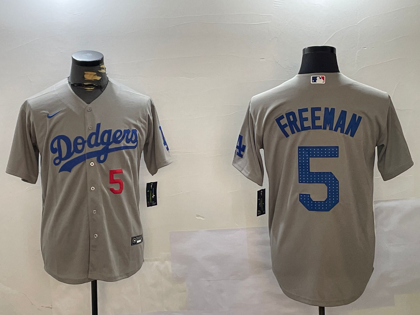 Men's Los Angeles Dodgers Freddie Freeman #5 Gray Team Game Jersey baseball jersey product view 1