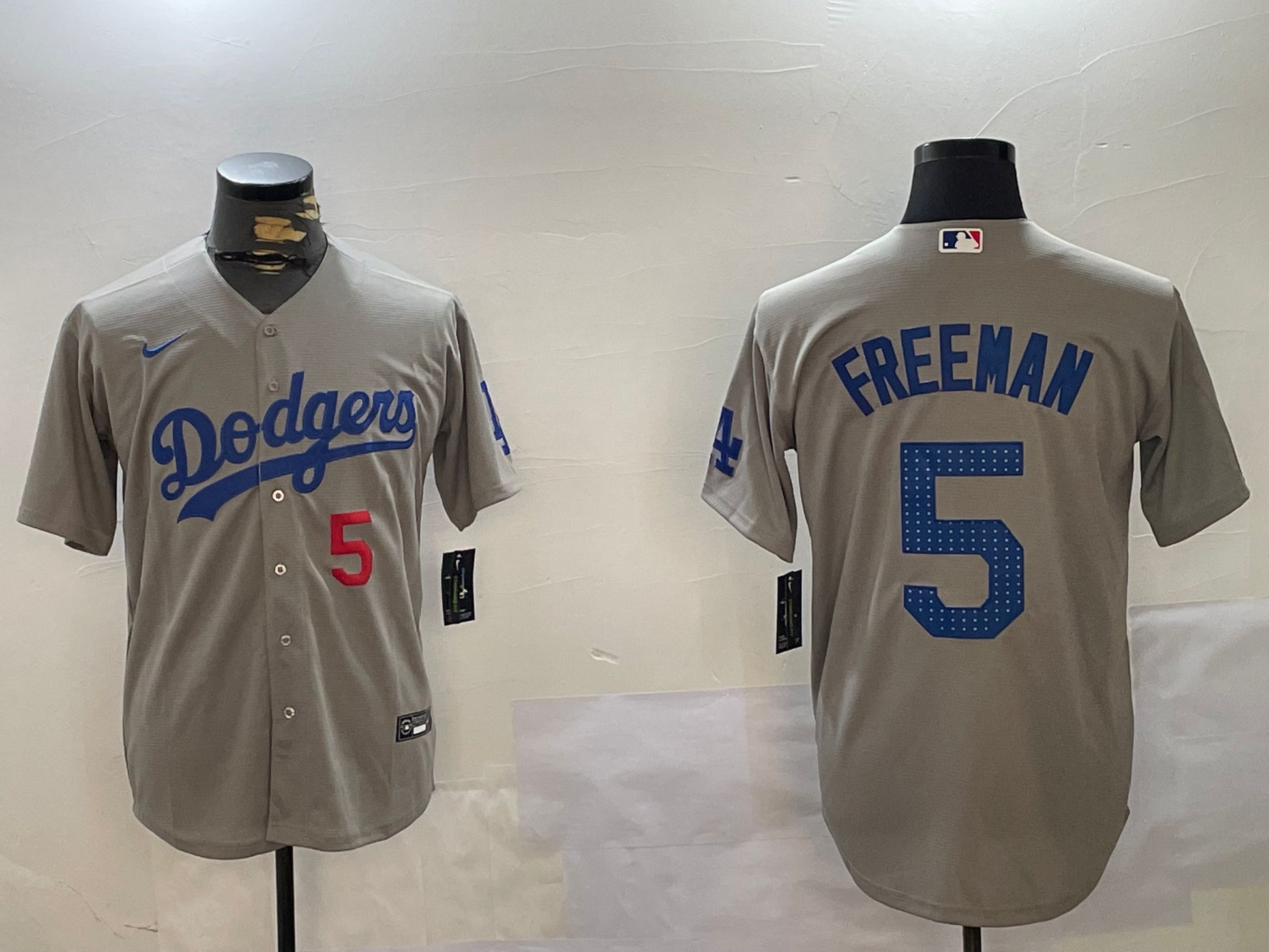 Men's Los Angeles Dodgers Freddie Freeman #5 Gray Team Game Jersey baseball jersey product view 1