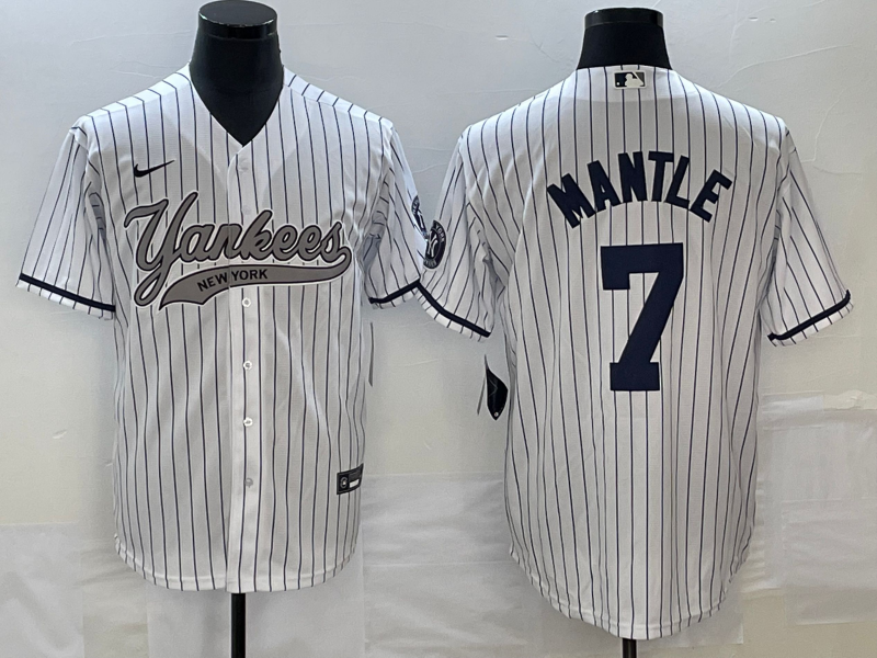 Men's New York Yankees Mickey Mantle #7 White Game Jersey1 Joint Edition baseball jersey product view 1
