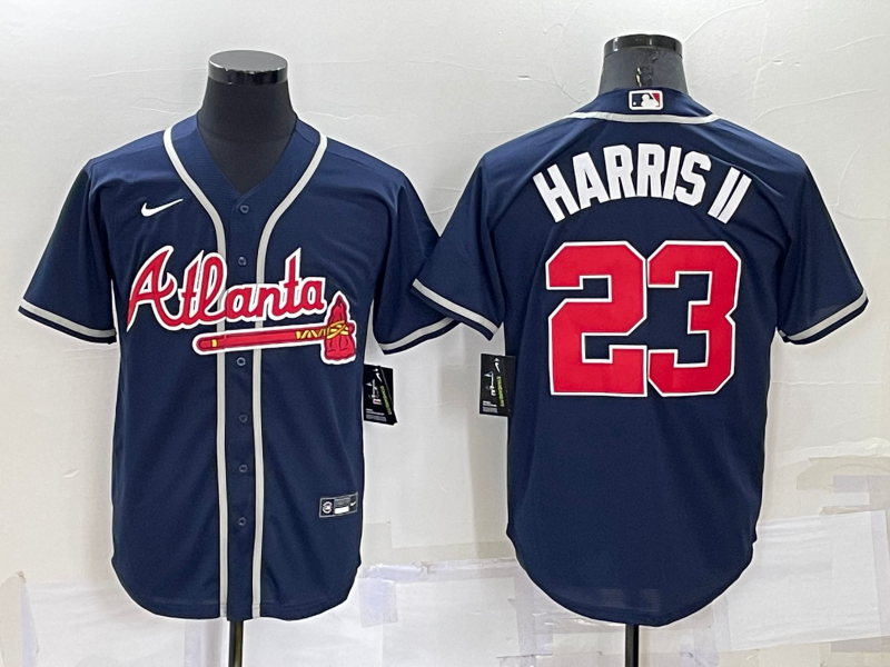 Men's Atlanta Braves Michael Harris II #23 Navy Replica Baseball Jersey1 baseball jersey product view 1