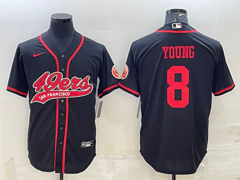 Men's San Francisco 49ers Steve Young #8 Black Game Jersey1 Joint Edition football jersey product view 1