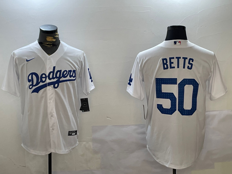 Men's Los Angeles Dodgers Mookie Betts White Game Jersey1 baseball jersey product view 1